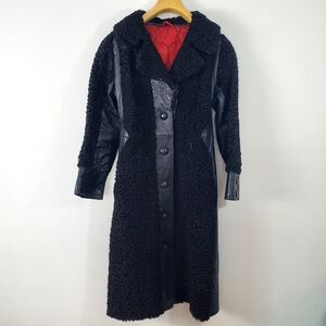 Vintage Fur Black Persian Lamb Fur and leather Coat Size S